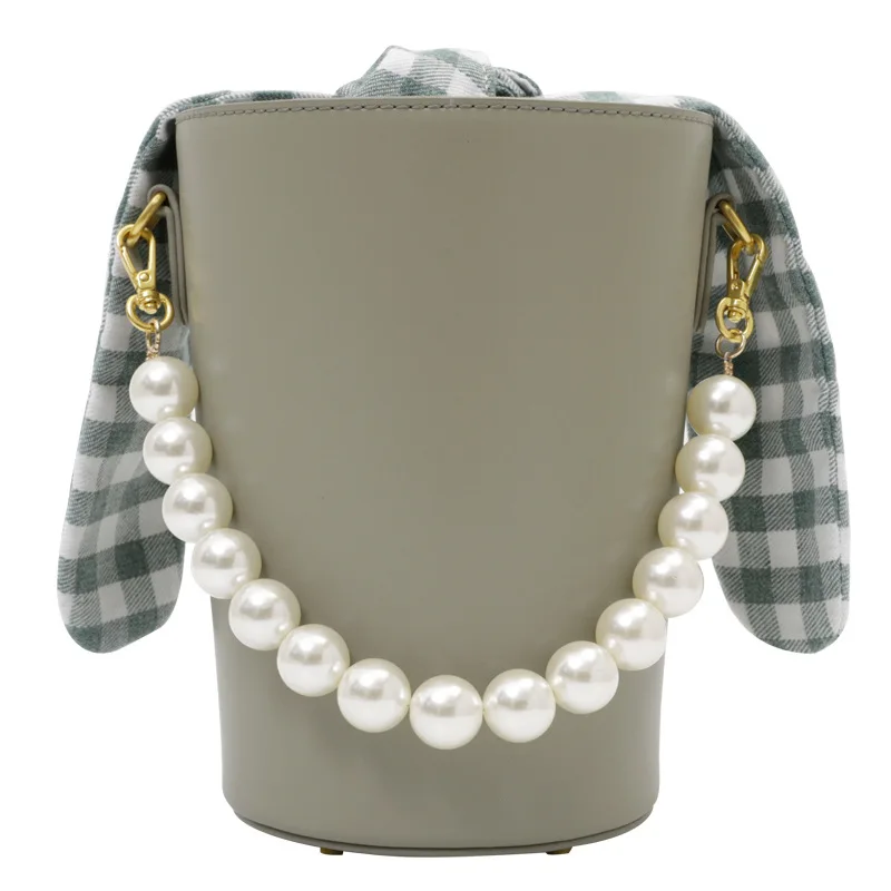 

luxurySimple design pearl hand purification color bucket bag 2019 new cowhide single-shoulder chain diagonal cross handbag
