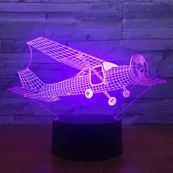 Старый Стиль планер самолета 3D светодиодный светильник 7 цветов изменить сенсорный ночник Атмосфера лампы Спальня свет для подарок на