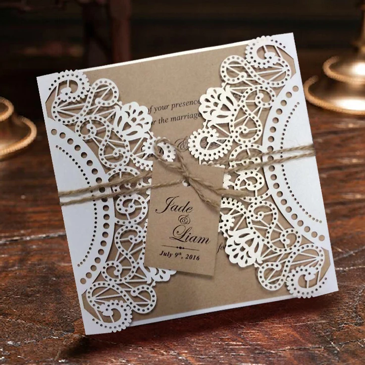  Wedding Invitation White Lace Invitation Cards - Sample Listing - 32649409472