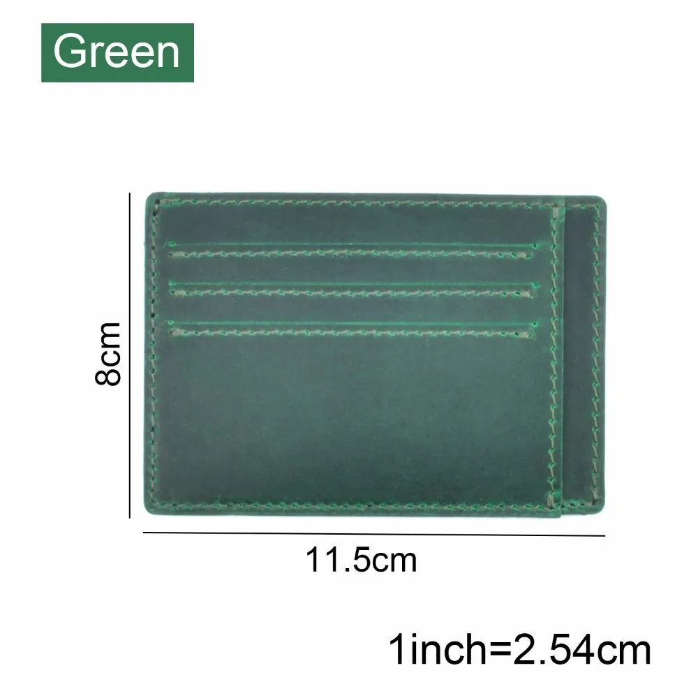 Новое поступление мужской кредитный ID держатель для карт s винтажный дизайн натуральная кожа держатель для банковской кредитной карты бизнес унисекс тонкий кошелек - Цвет: Green