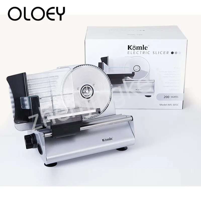 Electric Meat Slicer Automatic Slicer Cutting Bread Machine Detachable Alloy Stainless Steel Knife 200W Adjustable Thickness
