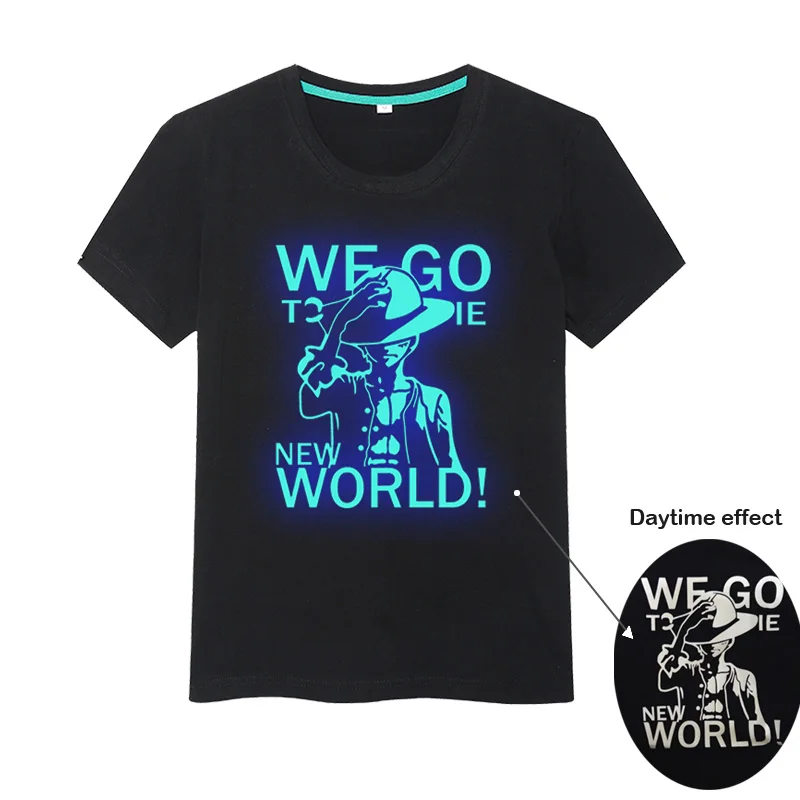 Coshome One Piece Luffy Zoro Luminous T shirt Cosplay Costumes Men Women Short Sleeves T-shirts Summer Tops Tees