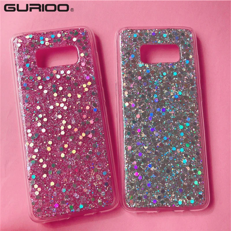 

Silicone Bling Glitter Crystal Sequins Phone case For Samsung A320 A520 A6 A7 A720 A8 S10 Lite Plus 2018 Note 5 8 9 Phone Cover