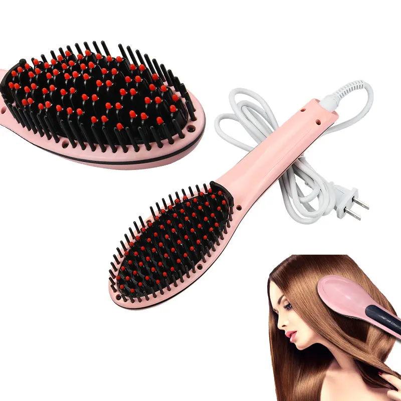 

CSW Electric Brush Ceramic Electric Hair Brush Hair Straightener Straightening Flat Iron Comb Digital Control Heating Brushes