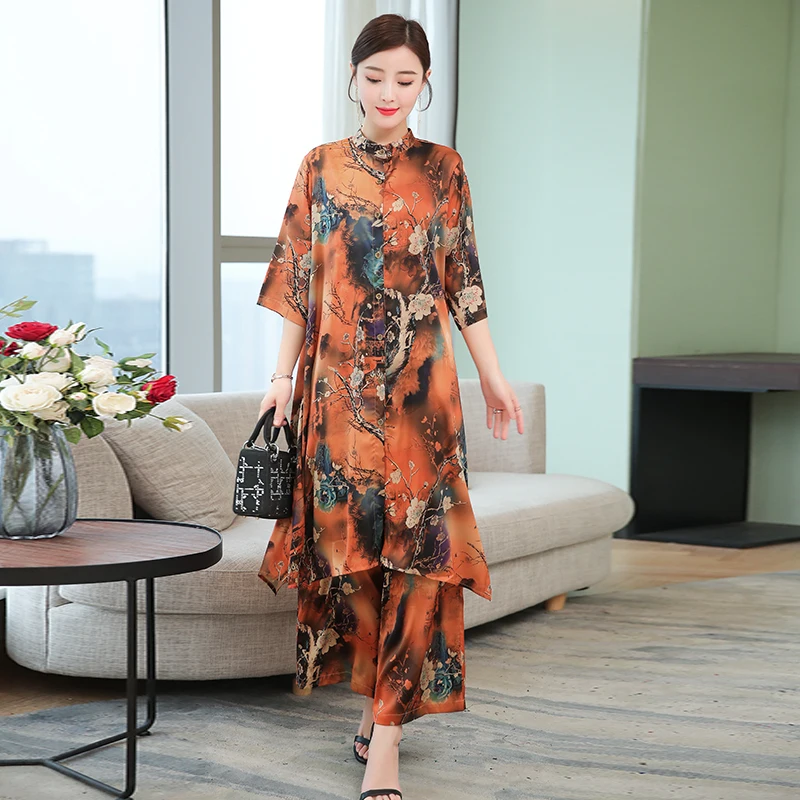 

Plus Size Large Big 2 Piece Set Women Clothing Wide Leg Pants and Top Long Co-ord Set Print Floral 2019 Summer Outfit Tracksuit