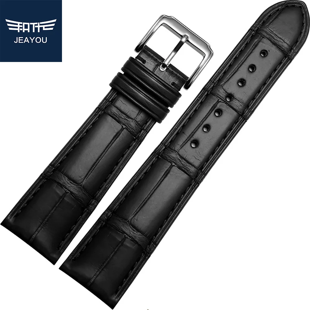 JEAYOU High Quality Men Alligator Leather Watch Strap Band For Omega/Cartier/Piaget With Pin Buckle 18/19/20/21/22mm