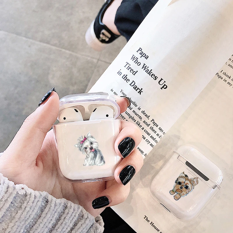 Милый чехол для Apple airpods с мультяшной собакой Тедди Мопсом беспроводные Bluetooth