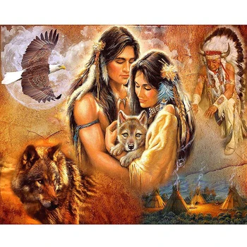 

Full square Diamond embroidery wolf,eagle,Indian,5d diy diamond painting Cross Stitch Needlework diamond mosaic home decoration