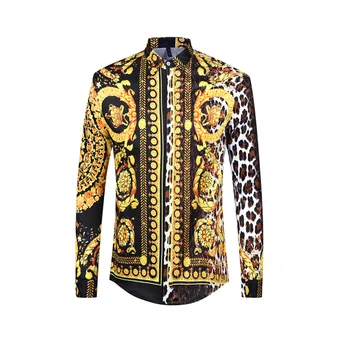 

Men Shirt Long Sleeve Summer Spring Shirt Cuff Dress Men Womens Court Wind Print Slim Casual Shirt Work Travel Dating