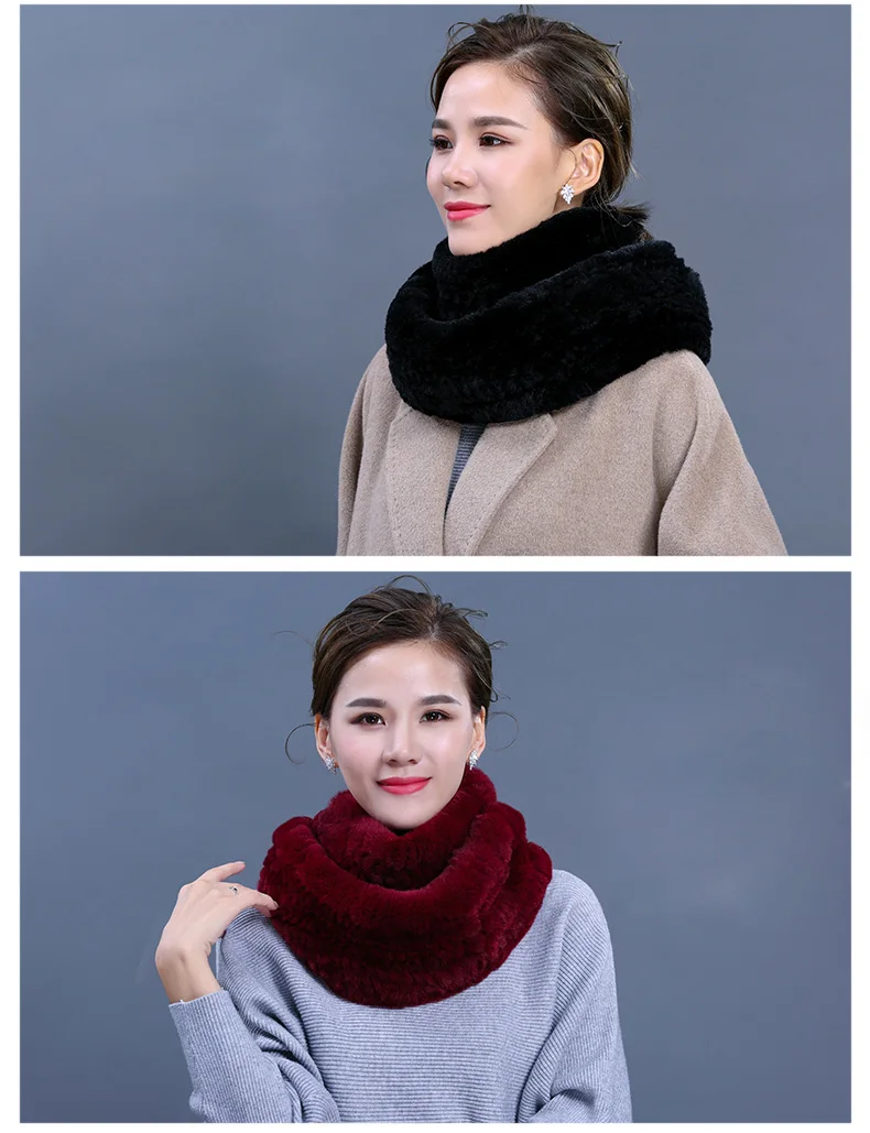 New Women's Natural Fur Shawls Wraps Genuine Rabbit Fur Neck Scarf High Quality Real Fur Scarves For Women (13)