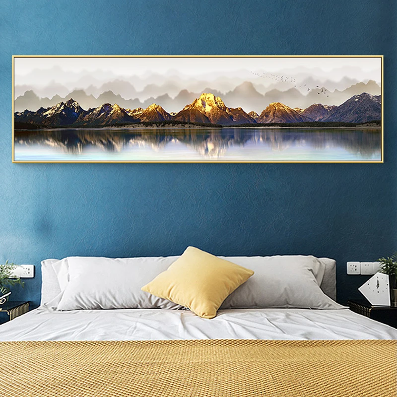 

Gloden Riverside Canvas Painting Modern Landscape Poster And Print Wall Art Abstract Home Decor Cuadro For Living Room Bedroom