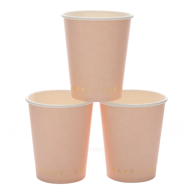

10pcs Paper Cup Birthday Party Decorations Adult Wedding Anniversary Paper Plates Cup Disposable Tableware Party Supplies