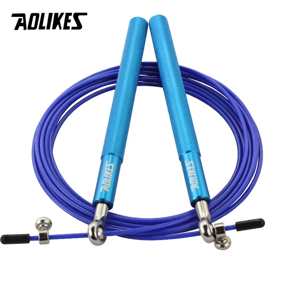 AOLIKES Скакалка для фитнеса Премиум качество регулируемый Best скорость веревка для двойной ундерс ММА Бокс скакание упражнения Training - Цвет: Blue