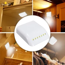 Светодиодный светильник под шкаф практичный 7 светодиодный s индукционный Интеллектуальный шкаф батарейный фонарь дверь автоматический переключатель сенсор светодиодный настенный светильник