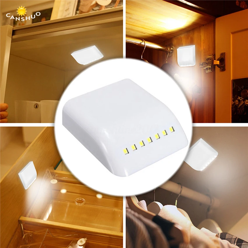 

led under cabinet light Practical 7leds Induction Intelligent Wardrobe Battery Lights Door Auto-switch Sensor LED wall Lamps