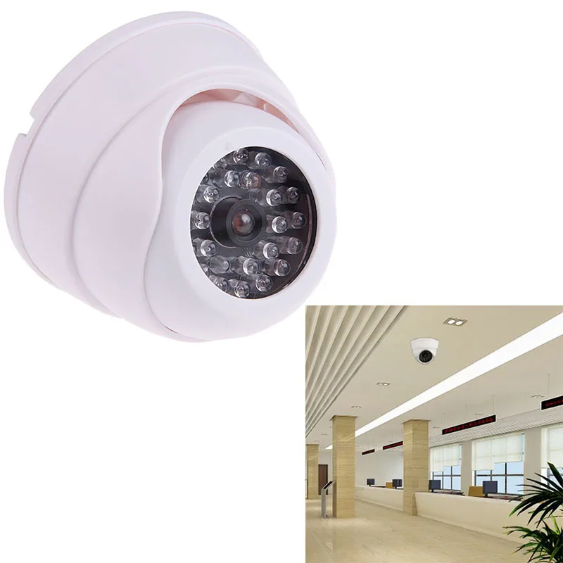 camera factice exterieur fausse camera Dôme de sécurité fausse caméra rouge  clignotant lumière LED gratuit avertissement autocollant intérieur extérieur  Simulation vidéo Surveillance sécurité kamera