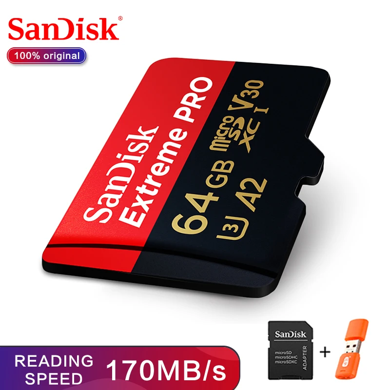 SanDisk Extreme Pro microSDHC/microSDXC Новое Обновление карты памяти microSD карты TF карты 100 МБ/с. 64 Гб Class10 U3 A1 V30