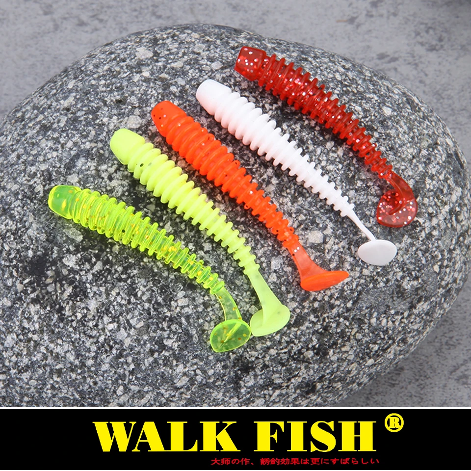 

Walk Fish 10Pcs 5cm/0.7g T-tail Soft Bait Worm Artificial Baits Fishing lure Wobblers 068