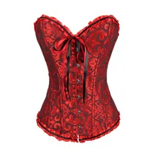 Women Sexy Lace Up Steampunk Corset Zip Front Back Bandage Top Overbust Body Shaper Waist Lingerie Gothic Dominatrix Dress crayfish embroidery zip up back dress