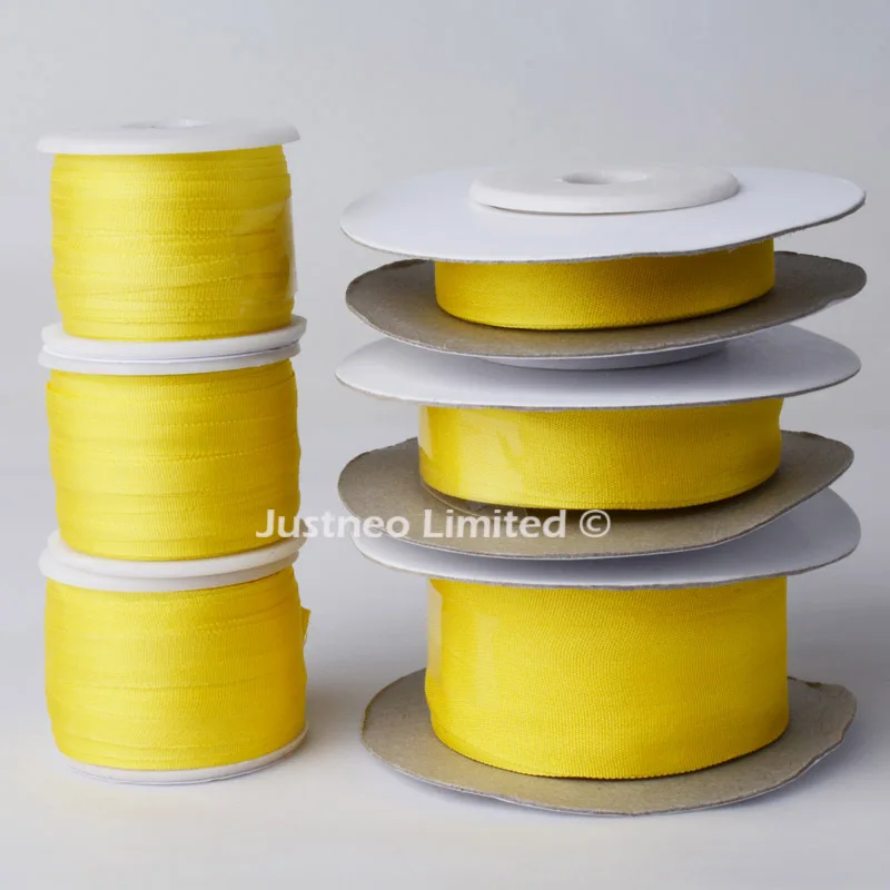 

208 Deep Yellow,100% Real Pure Silk Ribbons Embroidery Handcraft Double Face Taffeta Silk Tape 2/4/7/10/13/25mm,10/30/100m pk