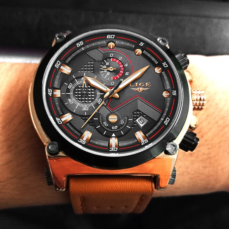 2018 LIGE Men's Sports Quartz Watches Men Dress Business Watch Fashion