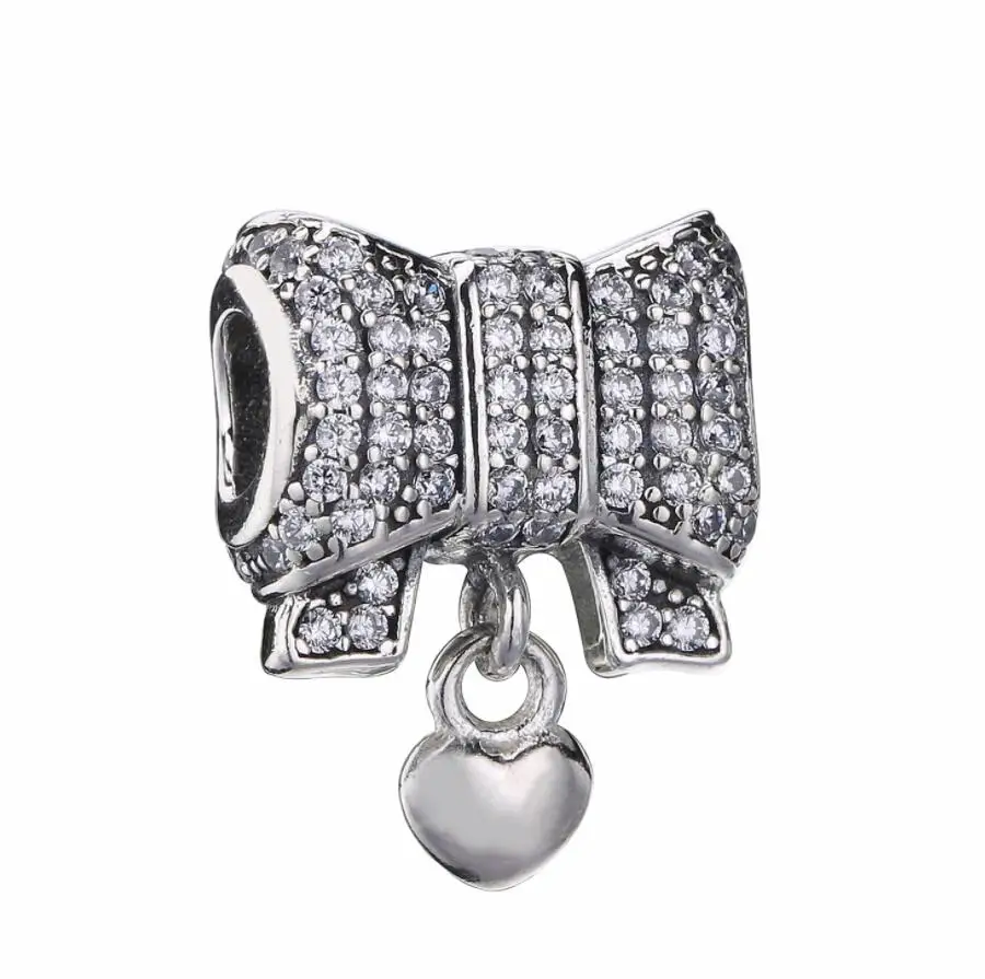 Authentic 100 925 Sterling Silver Heart & Bow Charms Fit Original