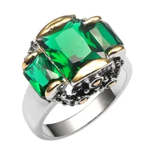Venta caliente Simulado Esmeralda 925 Anillo de Plata Esterlina de Alta Cantidad para Los Hombres y Las Mujeres de Talla 6 7 8 9 10 F1445