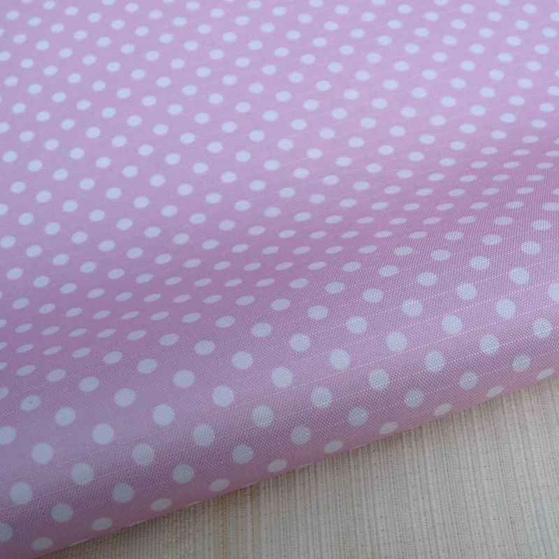 

WF117 - PVC coated waterproof fabric - polka dot on Light Pink