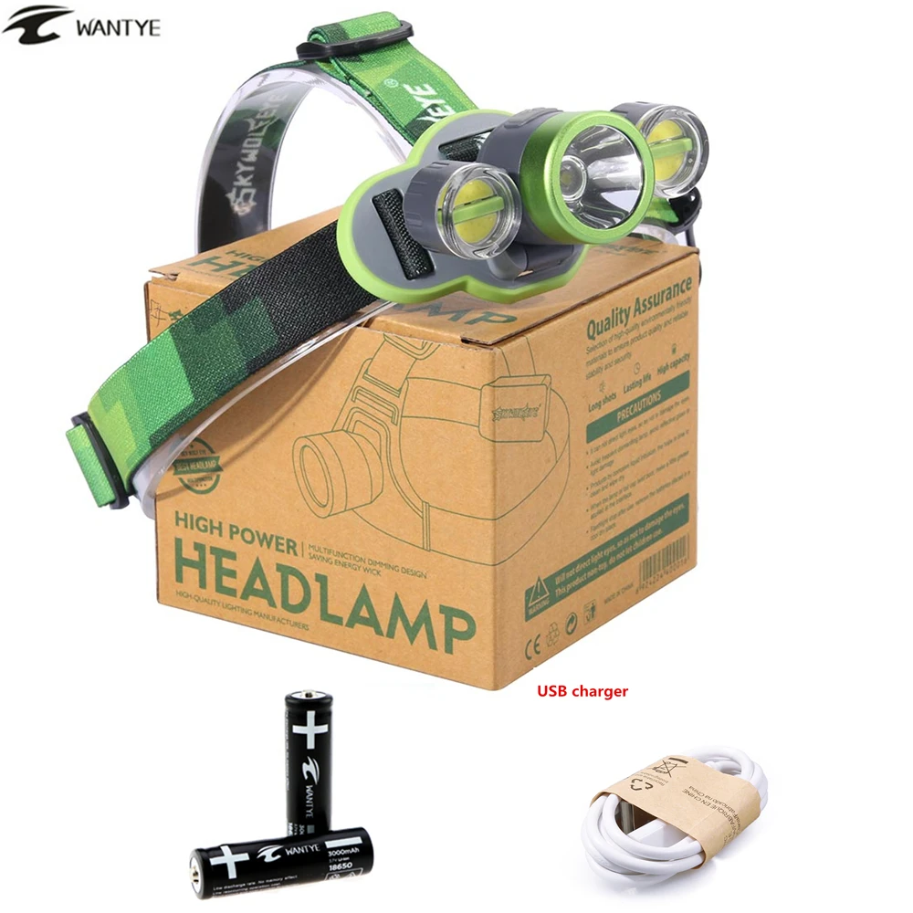 

USB Rechargeable Head Lamp frontal 10000Lm XM-L L2+2LED Headlamp 18650 Head Flashlight Torch Fishing Camping Hunting light