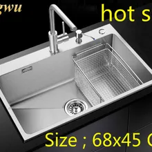 Прочный кухонная раковина, толщина 1 мм, стандартная для пищеых продуктов 304 Одноместный контактный зажим из нержавеющей стали(слот Лидер продаж 680x450 мм