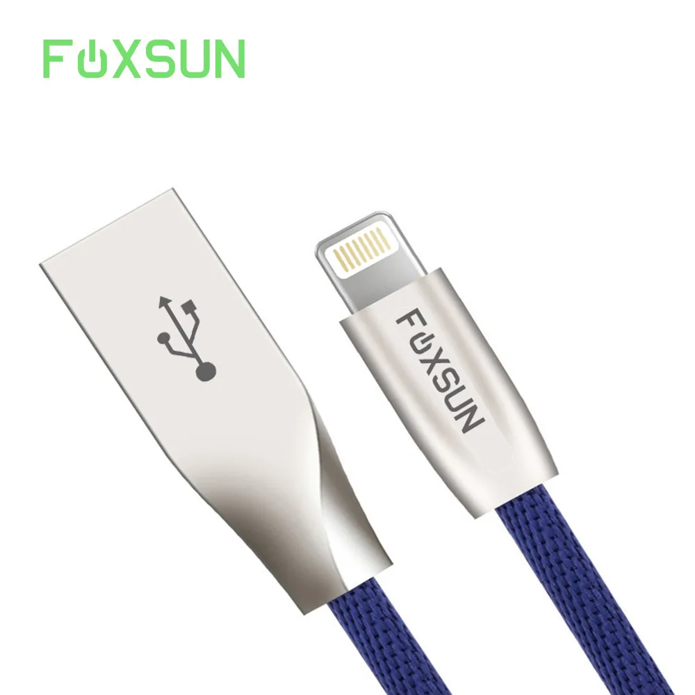Цинковый сплав Нейлон Плетеный USB кабель передачи данных для быстрой зарядки 2.4A