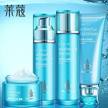 LAIKOU 4 шт./компл. уход за лицом увлажняющий комплект для кожи лица Гиалуроновая кислота увлажняющая отбеливание против морщин моющее средство+ Тонер+ Эмульсия+ крем по уходу за кожей