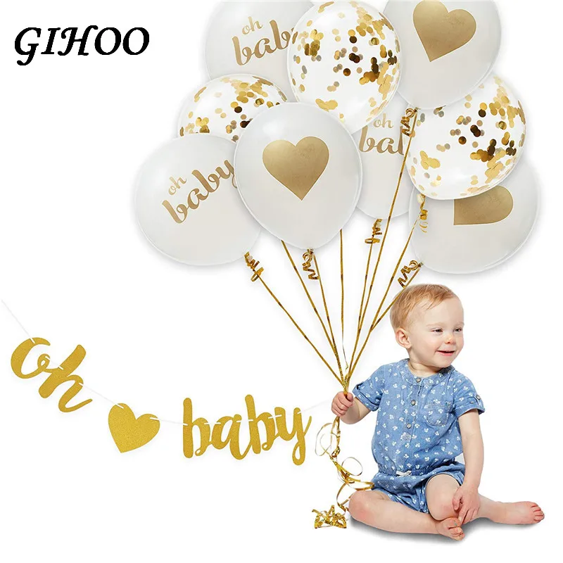 

10 pcs/lot Baby Shower Decorations Gender Reveal Party It's a Boy or Girl Party Decor Supplies Printed Light Pink Blue Balloons