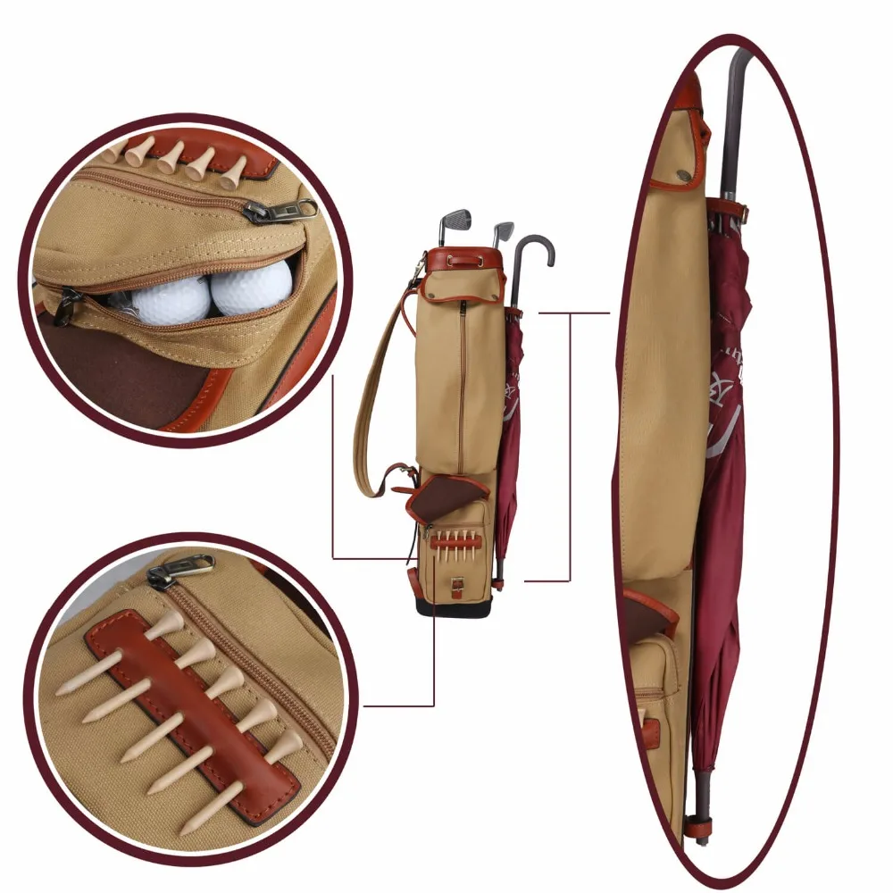 Tourbon винтажная сумка для гольфа, сумка для клубов, дорожная сумка, холст и кожа, карандаш, стиль, пушка для гольфа, клубов, многослойная крышка 87 см