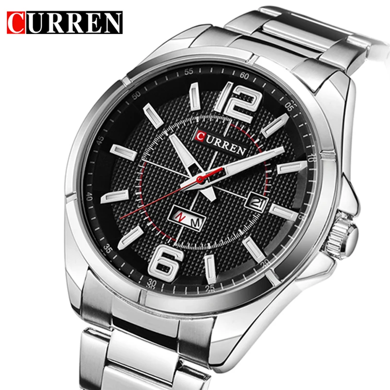 

CURREN Date Week Men Watch New Top Luxury Brand Sport Military Business Male Clock Steel Band Wrist Quartz Mens Watches Hot 8271