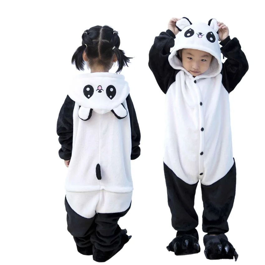 Kigurumi Winter Anime Panda Pajamas For Kid Children Unisex Hoodie Cotton Anime Flannel Pijama Bear cat Sleepwear Cartoon Pyjama