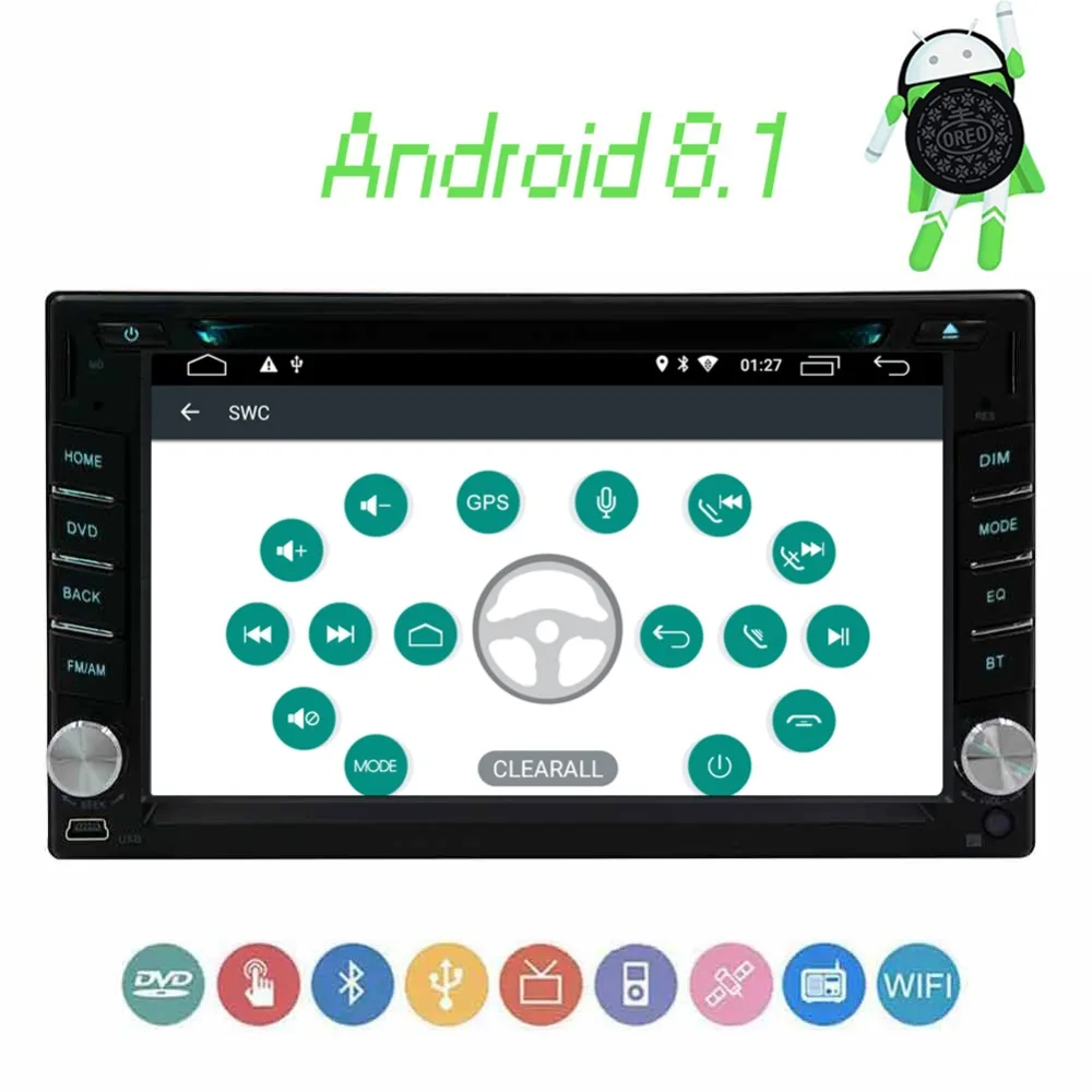 

2 Din Android 8.1 Oreo Car DVD Player Capacitive Touch Screen with GPS Navigation Car Stereo Auto radio Support Bluetooth/FM/AM