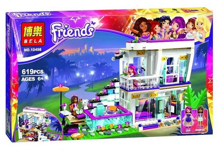 Bela 10498 Friends Series Livi s Pop Star House Building Blocks Andrea mini doll figures Toy