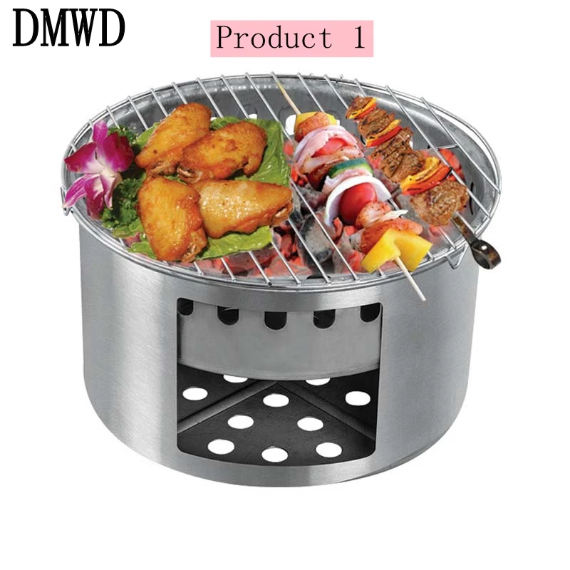 

DMWD Portable Charcoal BBQ picnic stove Family Party Outdoor Camping Barbecue Roasting Cooking Tools With Shoulder Bag