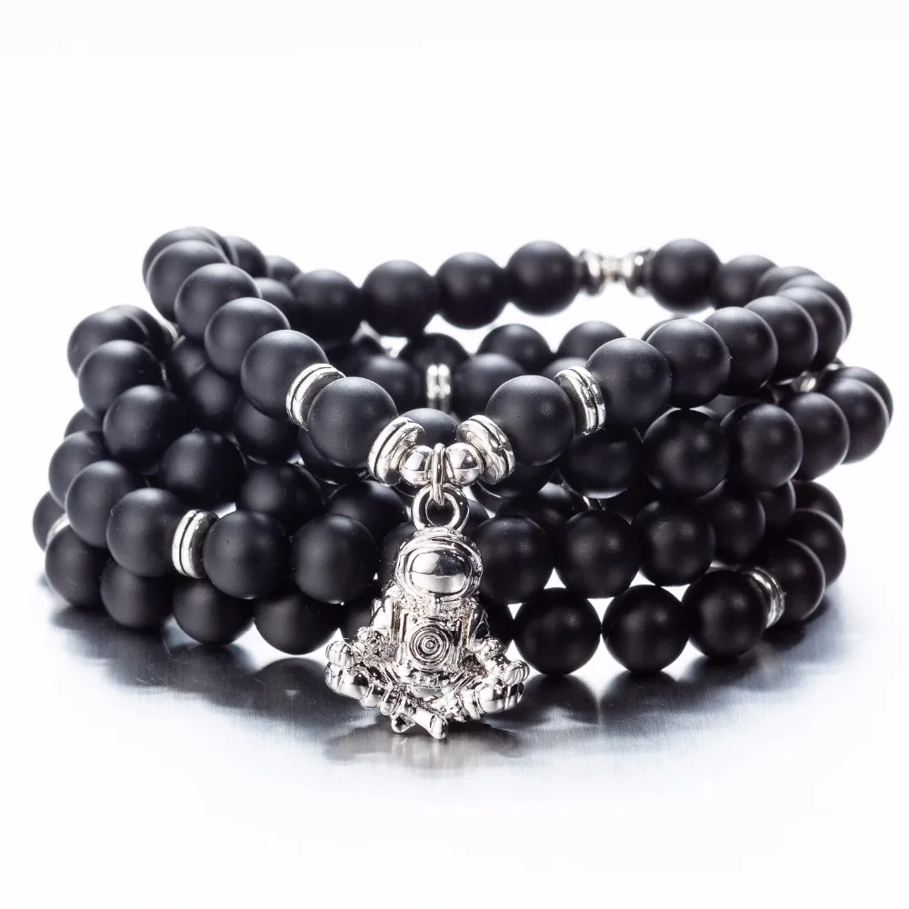 Genuine Matte Onyx Stones Meditated Astronaut Multi Wrap Spaceman Mala Chakra Bracelets | Украшения и аксессуары