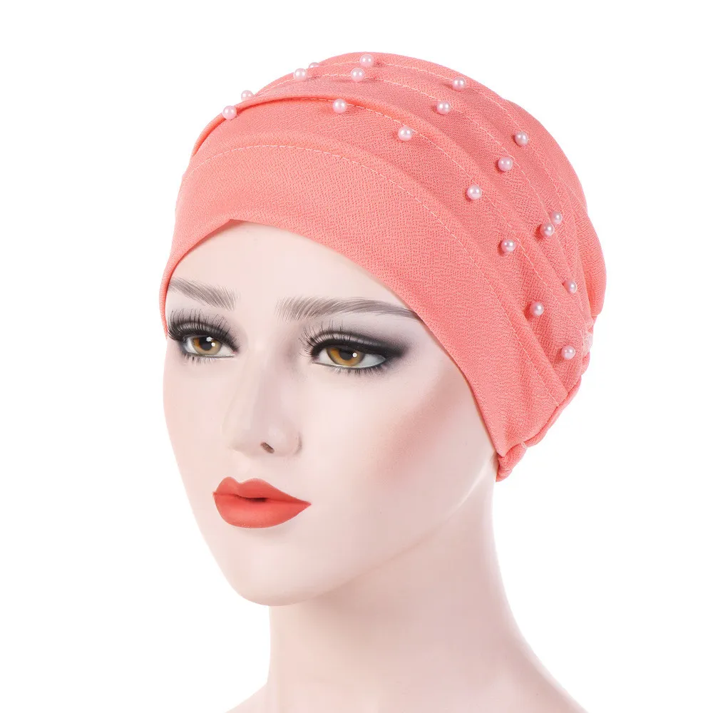 Для женщин шляпа Для женщин эластичные тюрбан шляпа мусульман Джерси бусины рака Кепка chemo женские стрейч головой змеи Обёрточная бумага головной платок 4,11