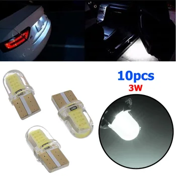 

10pcs/lot T10 8SMD 3W LED COB Silicone Bulb DC 12V Car Wedge Side Light License Lamp Bulb Waterproof