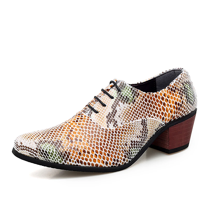 

Luxury Men Dress Wedding Shoes Glossy Leather 6cm High Heels Fashion Pointed Toe Heighten Oxford Shoes Party Prom