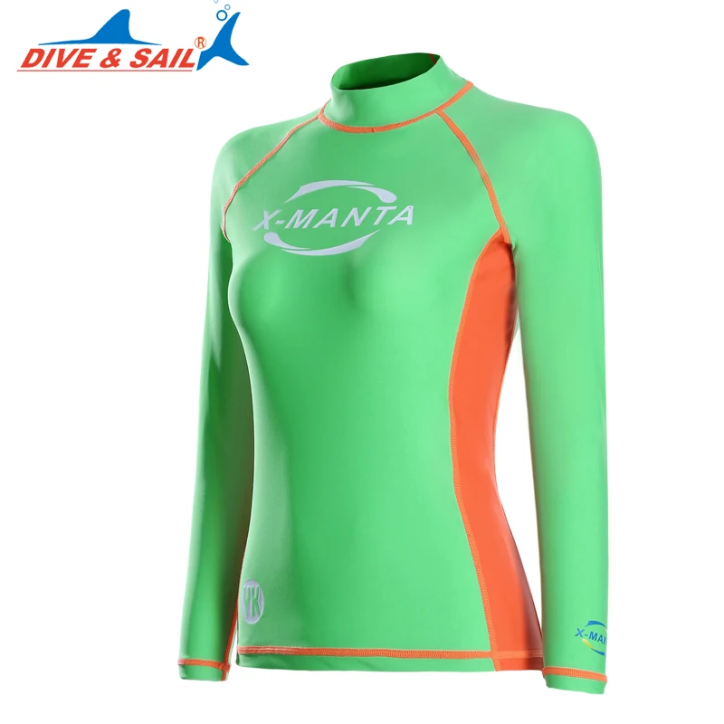 

DIVE&SAIL Women Lycra UPF 50+ Rash Guards Lady long-sleeved sunscreen Snorkeling Dive Skin Anti-UV Wear Surfing Sports Clothes