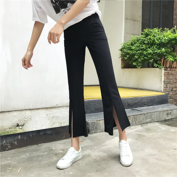Брюки женские тонкие однотонные простые универсальные корейские Стильные повседневные расклешенные брюки с высокой талией женские брюки высокого качества шикарные Новые