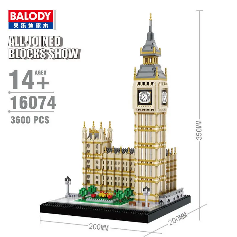 Balody 16074 3600 шт Башня Биг Бен Архитектура DIY Алмаз Мини строительные блоки кирпичи