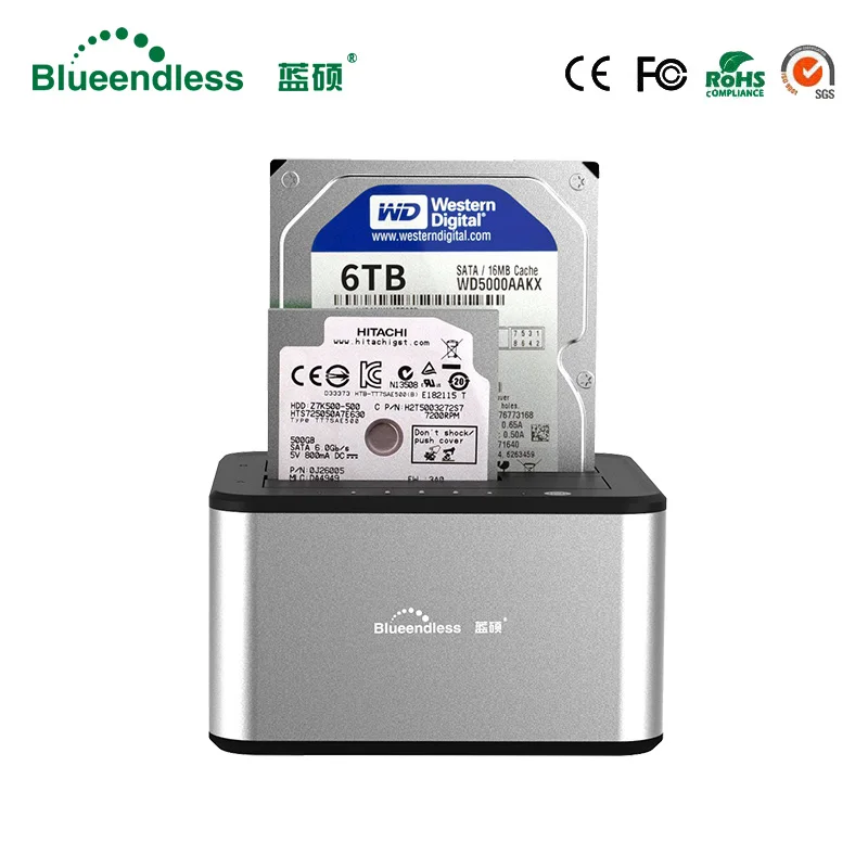 Продажа Новая скорость чтения двойной отсек hdd sata док станция usb 3,0 футляр для внешнего жесткого диска высокое качество hdd 2,5 алюминиевый hdd док станци...