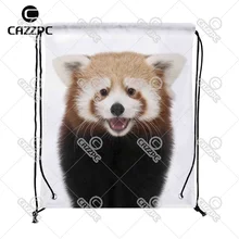 Милый молодой красный Панда медведь животное лицо индивидуальный принт нейлон ткань шнурок рюкзак Подарочный пакет из 4