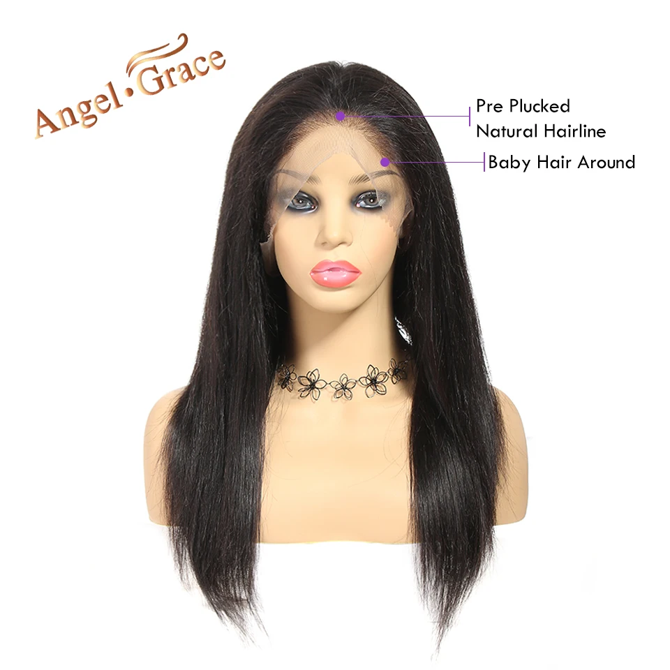Angel Grace Hair 13х6 парик на фронте шнурка перуанские прямые волосы человеческие парики