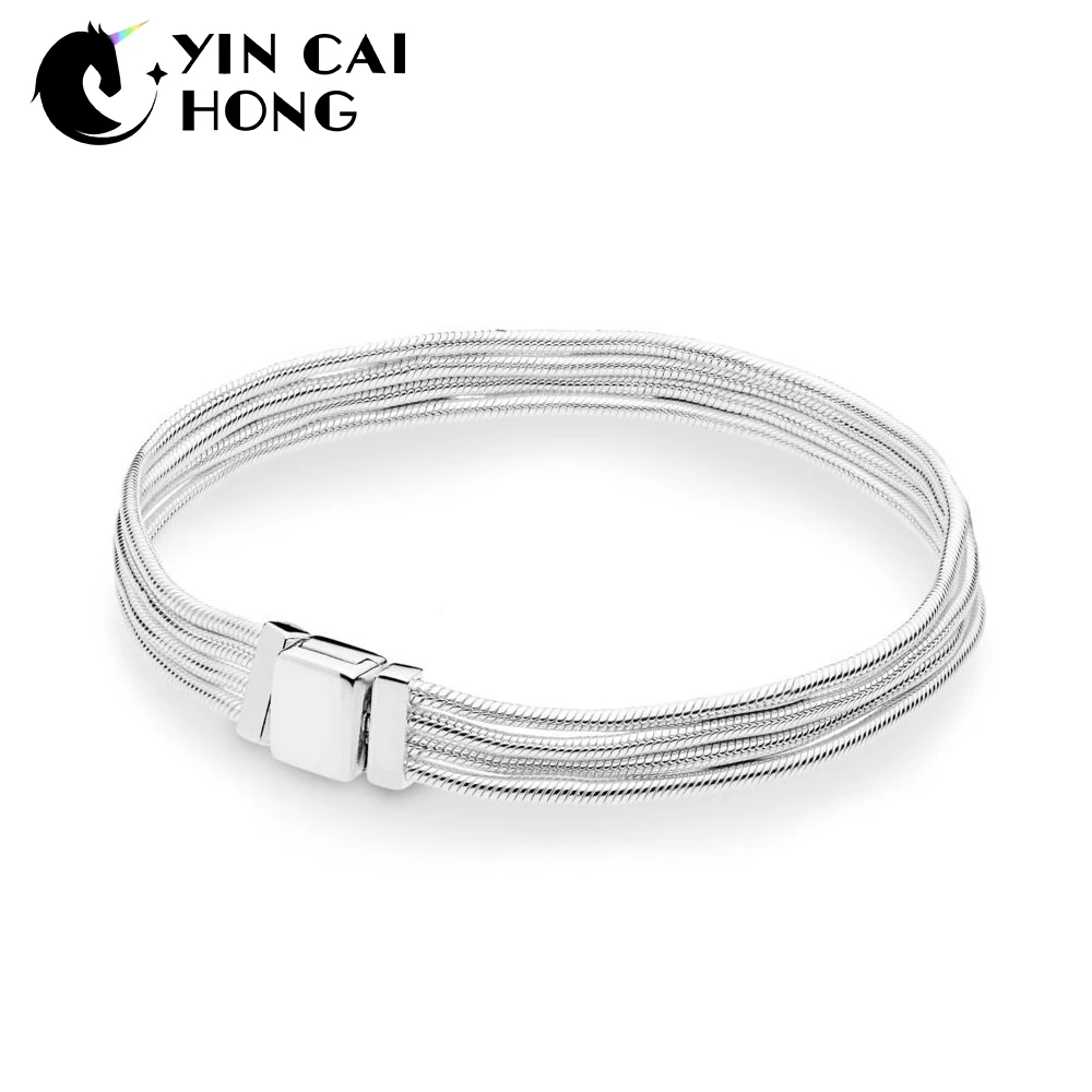 

YCH 100% 925 Sterling Silver New 2019 Spring 5597943 Reflexions Multi Snake Chain Bracelet Wedding Vintage Jewelry Wholesale